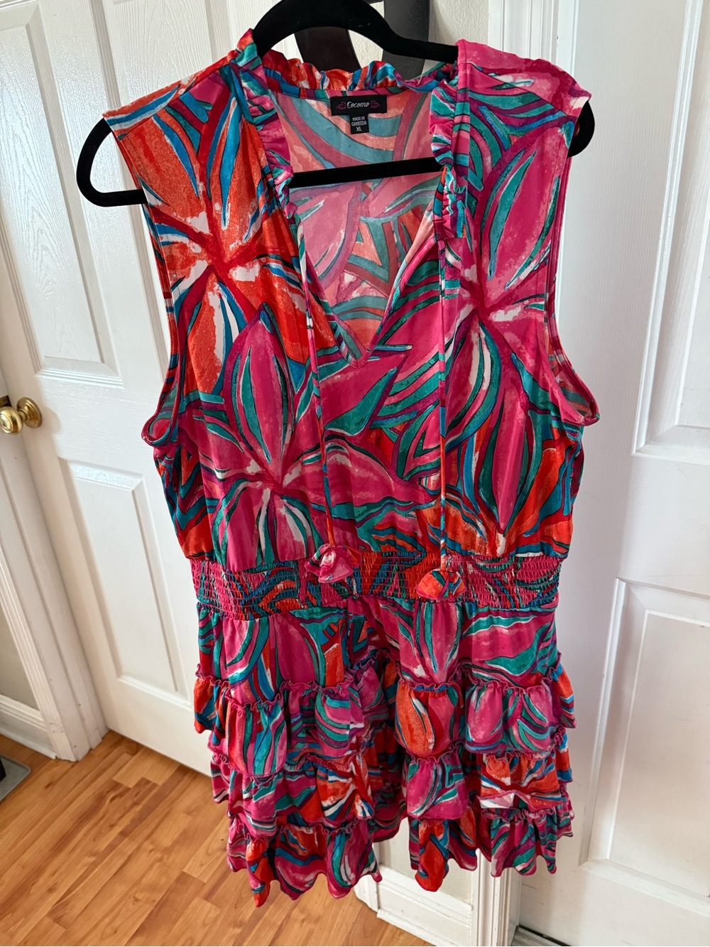 Cocomo Pink, Teal & Orange Floral Tiered Sleeveless Dress